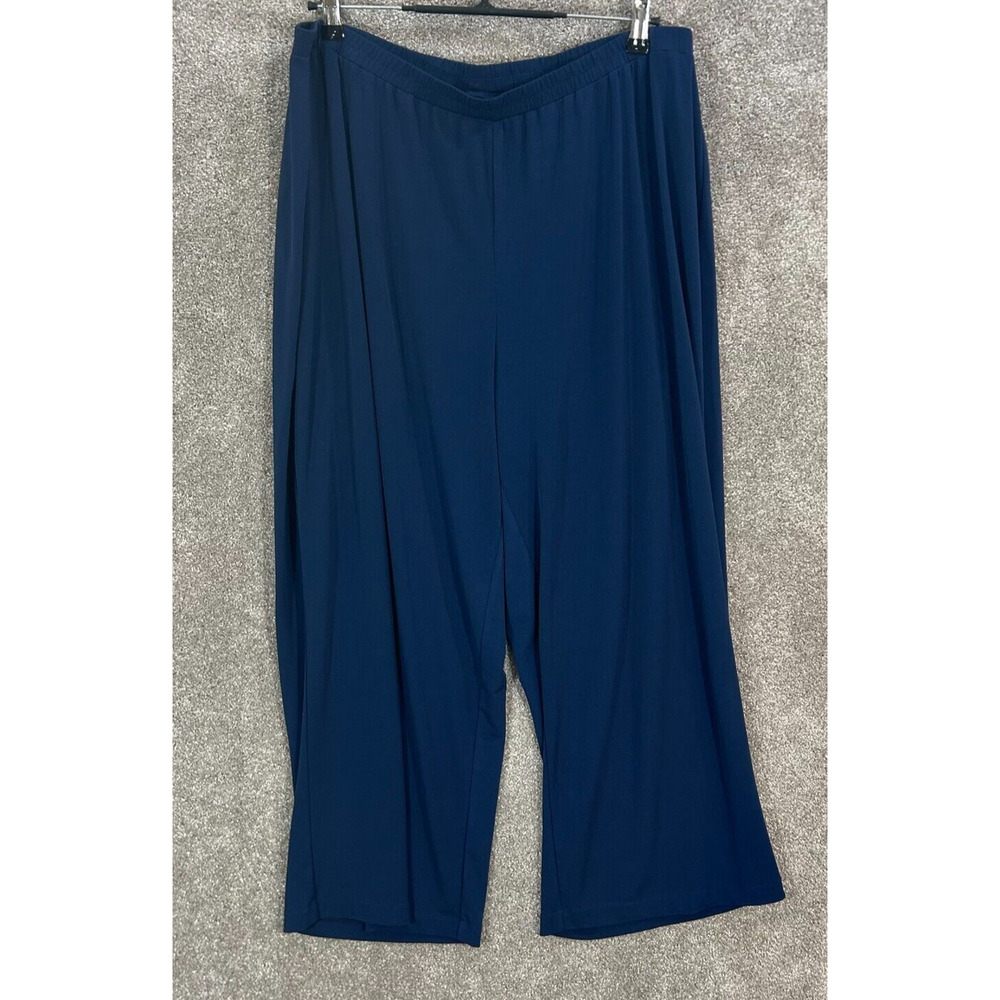 Catherines Pants Womens 22W Blue Actual 36X25 Pull On Elastic Waist Wide Leg